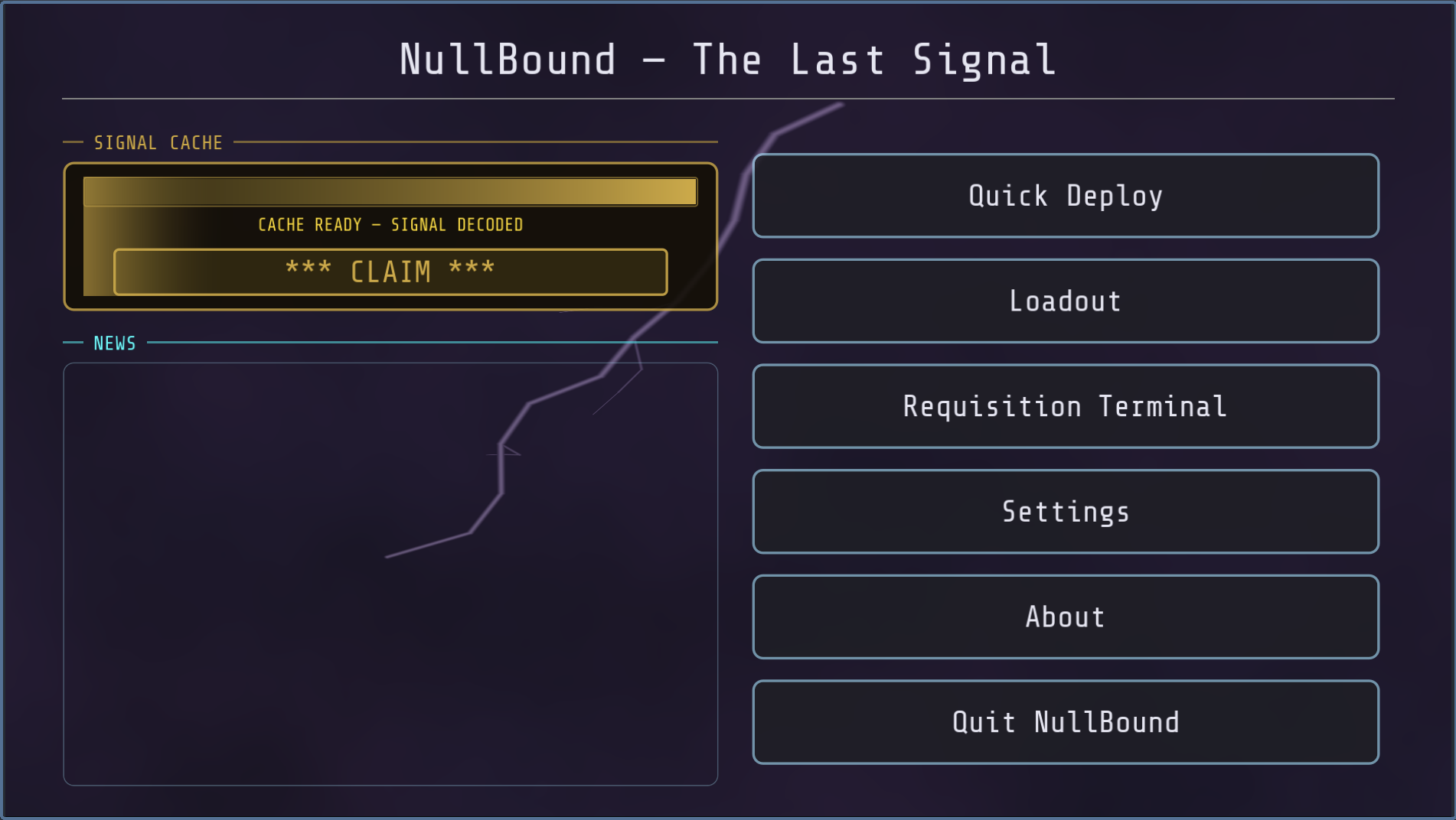 NullBound main menu